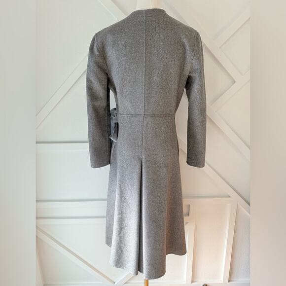 Ports 1961 Wool Cashmere Blend Tie Waist Trench Coat Grey Size 6 - Picture 4 of 14